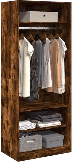 Berkfield Home Smoked Oak Wardrobe in Brown, W/D/H: 80 x 50 x 200 cm – 1