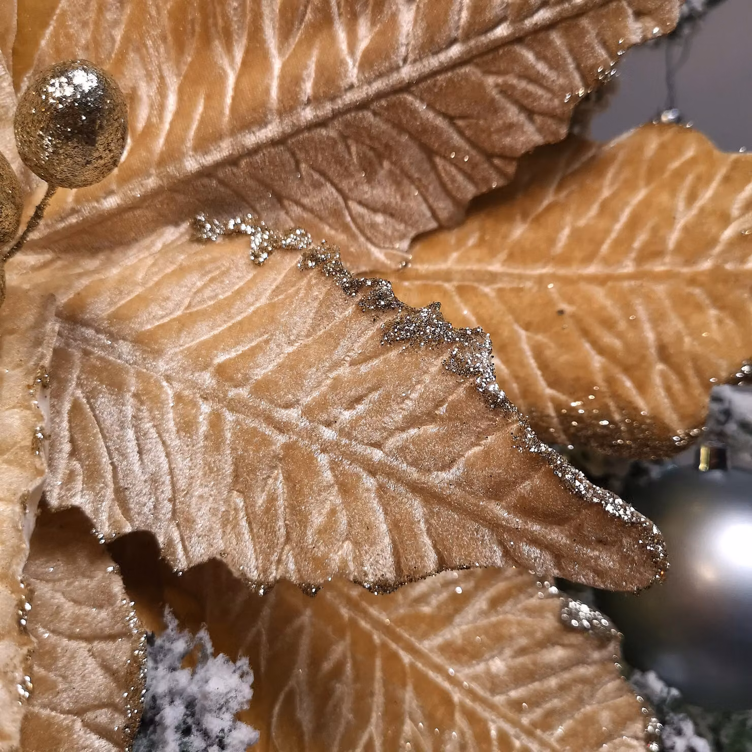 Samuel Alexander Gold Velvet Poinsettia Stem Christmas Decoration, 68 cm – 6