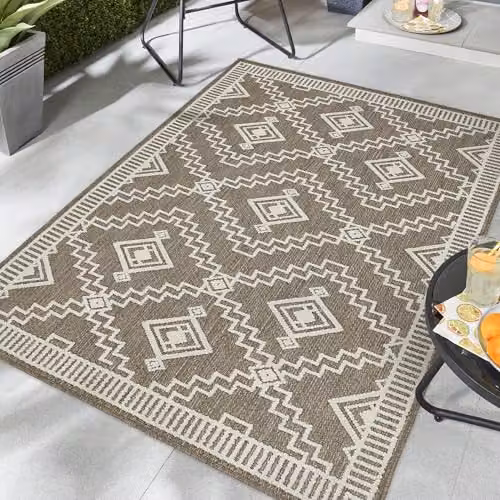 Giza Carpet Origins Atlas Diamond Boho Rectangular Rug in Brown and Beige, W: 200 cm, D: 290 cm – 2