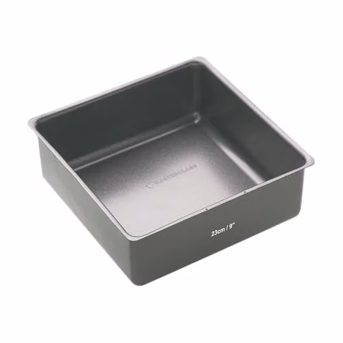 MasterClass Square Non-Stick Deep Cake Tin, Grey Carbon Steel with Loose Base, 23 cm