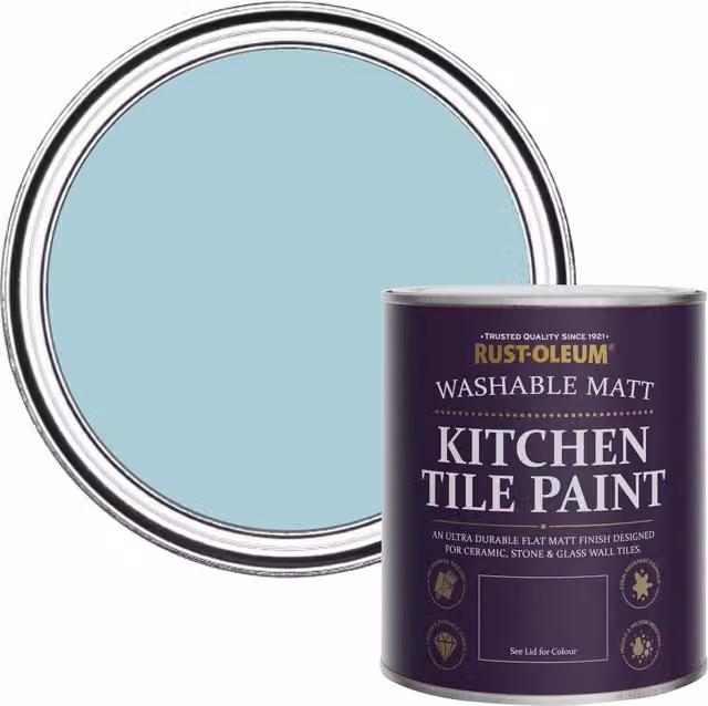 Rust-Oleum Little Cyclades Kitchen Tile Paint in Matt Blue, 0.75 l