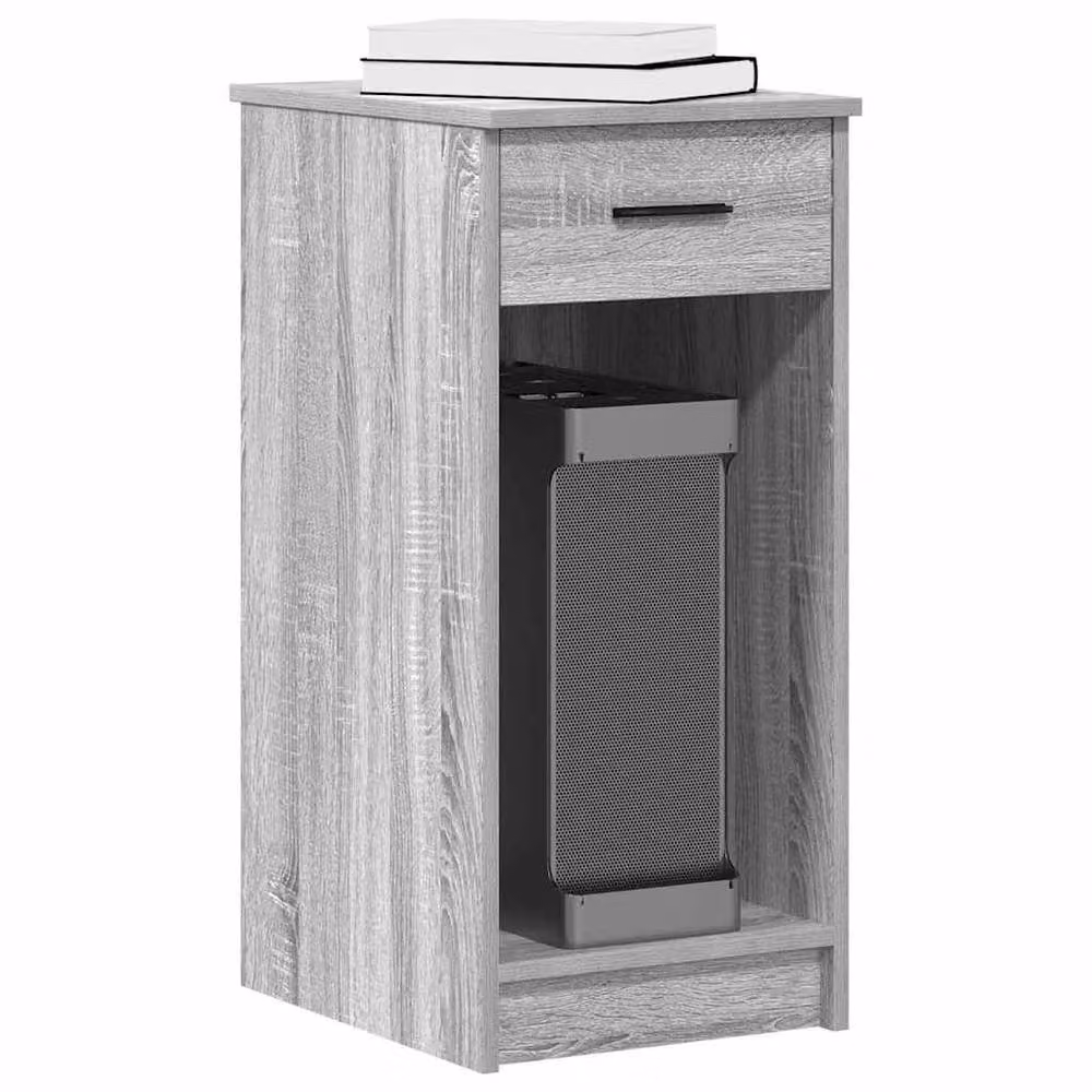 Berkfield Home Durable Computer Tower Stand with Drawer, Grey Sonoma, W/D/H: 35 x 45 x 77 cm – 2