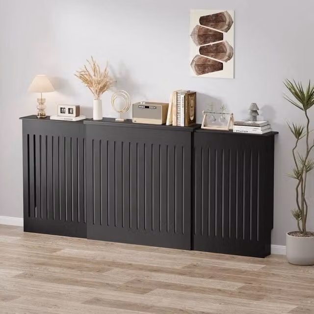 SPETLEK Black Matt Vertical Slat Design Radiator Cover