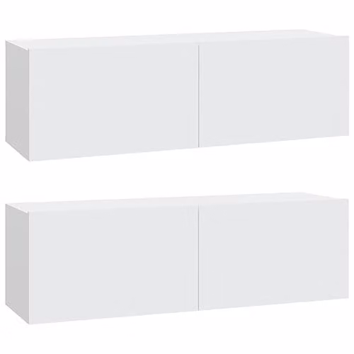 vidaXL Set of 2 Modern Wall Mounted TV Cabinets in White, W/D/H: 100 x 30 x 30 cm