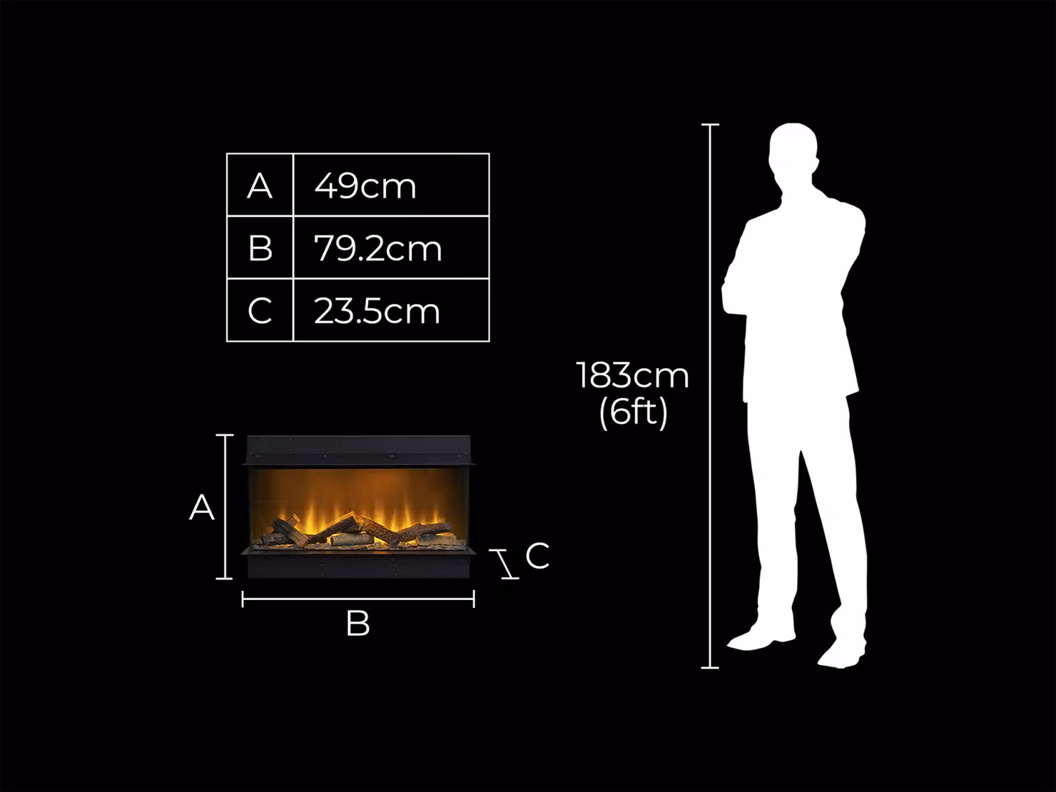 Acantha Aspire 75 Panoramic Media Wall Electric Fire in Black – 5