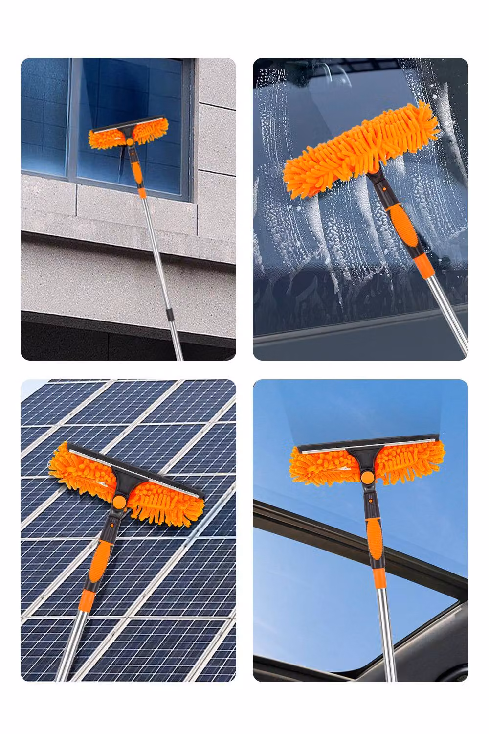 Living and Home 2-in-1 Window Squeegee Cleaner Kit with 10 Extension Poles, Orange – 5