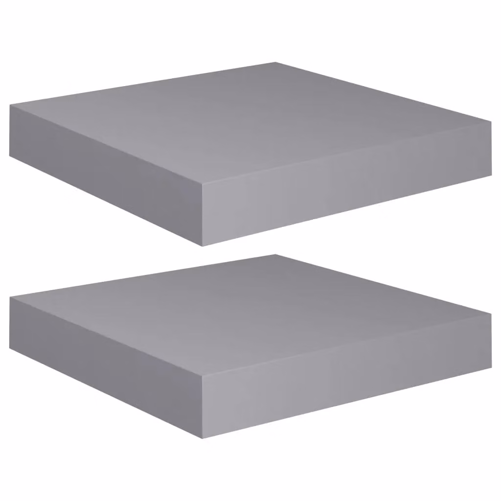 Berkfield Home Set of 2 Grey Floating Wall Shelves, W/D/H: 23 x 23.5 x 2 cm – 2