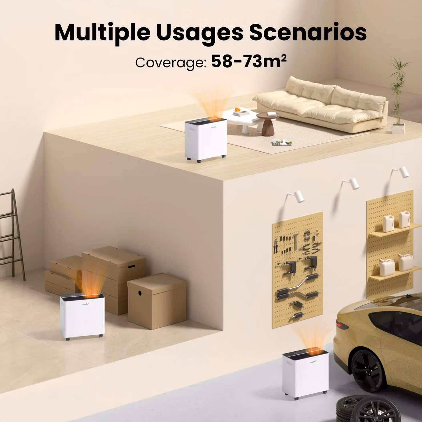 Living and Home 30L/Day Dehumidifier with 3.4L Tank, App Control and Continuous Drain, White – 4