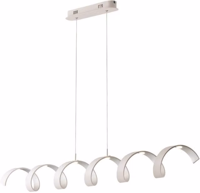 Netlighting Helix Modern Suspended LED Bar Pendant Light with Swirl Effect in White and Silver, 4000K Cool White