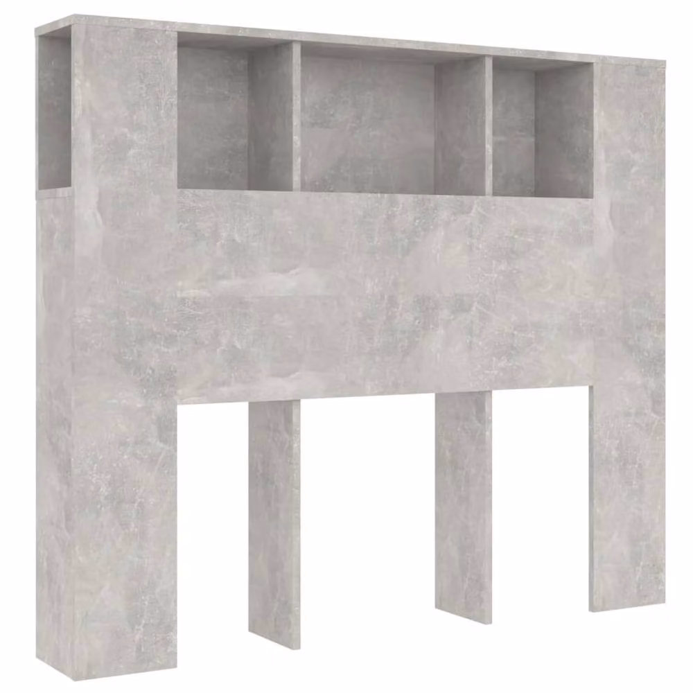 Berkfield Home Headboard Cabinet in Concrete Grey with Integrated Shelf, W/D/H: 120 x 18.5 x 104.5 cm – 2