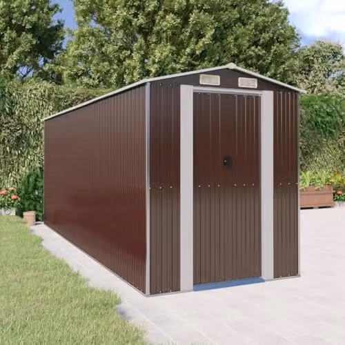 vidaXL Gable Garden Shed in Dark Brown Galvanised Steel, W/D/H: 5374 x 192 x 223 cm – 2