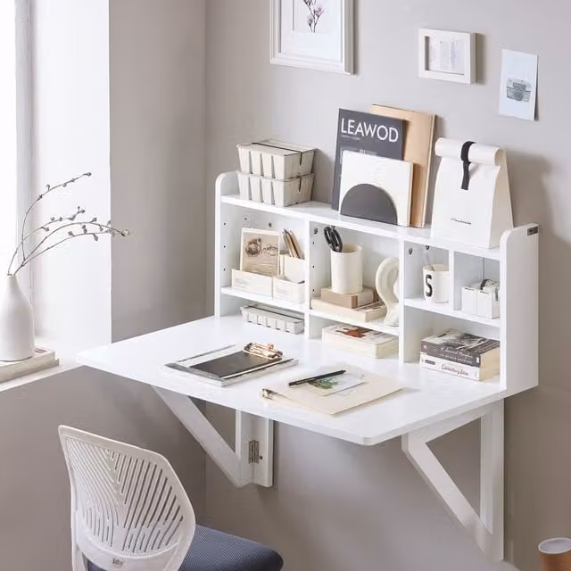SoBuy White Drop-leaf Wall Mounted Writing Desk