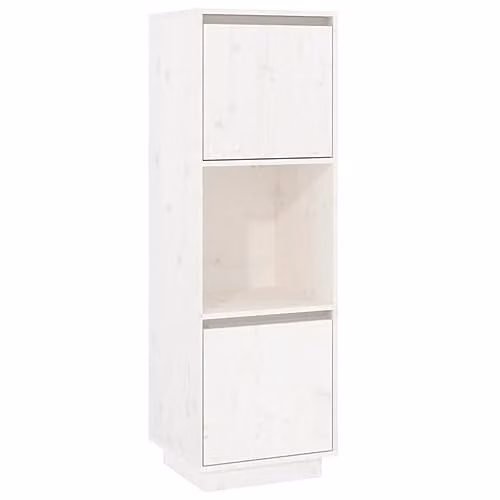 vidaXL White Solid Wood Pine Highboard with Hinged Doors and Open Shelf, W/D/H: 38 x 35 x 117 cm