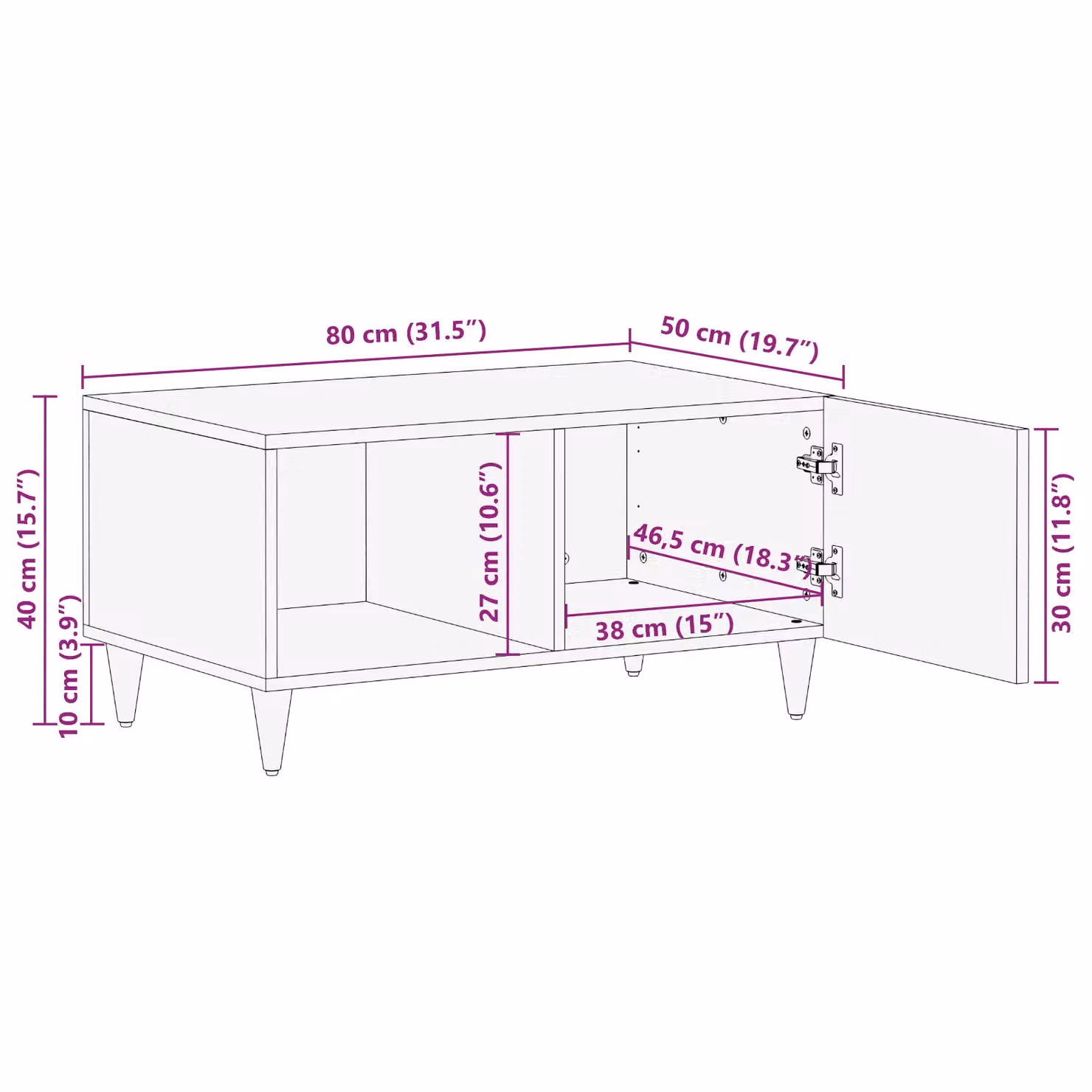 Berkfield Home Rustic Mango Wood Coffee Table, Brown, W: 80 cm, D: 50 cm, H: 40 cm – 7