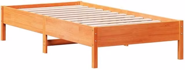 Berkfield Home Small Single Solid Wood Pine Bed Frame in Waxed Brown, W/D/H: 75 x 190 x 36.5 cm – 1
