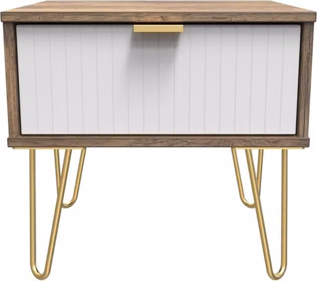 2 U Bexley Small 1 Drawer Bedside Table in Gold and Multicolour – 1