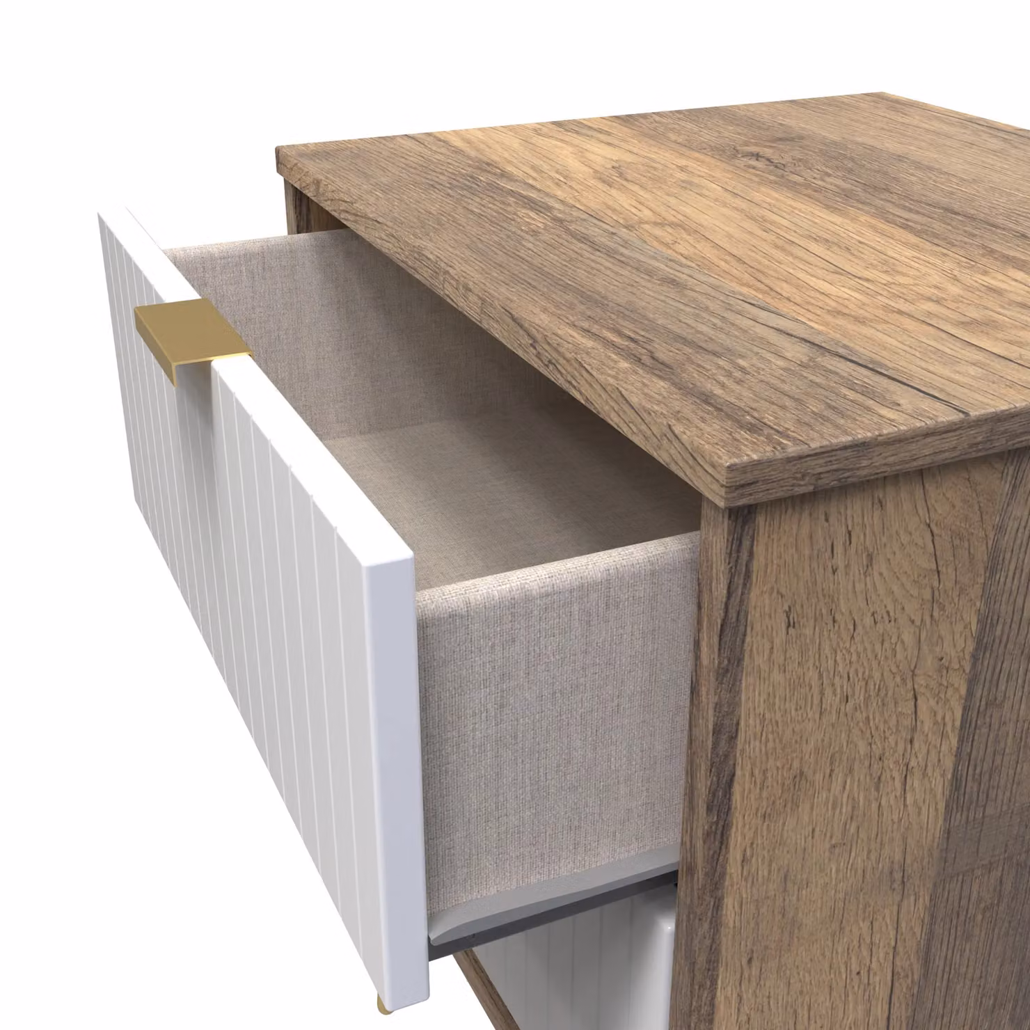 2 U Bexley Ready Assembled 2 Drawer Bedside Cabinet in White and Gold with Striped Matt Finish – 3