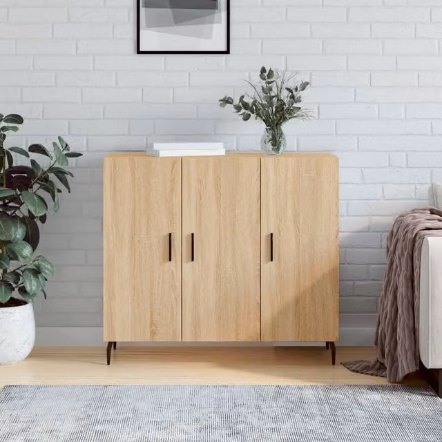 Berkfield Home Modern Sonoma Oak Sideboard in Brown, W/D/H: 90 x 34 x 80 cm – 1