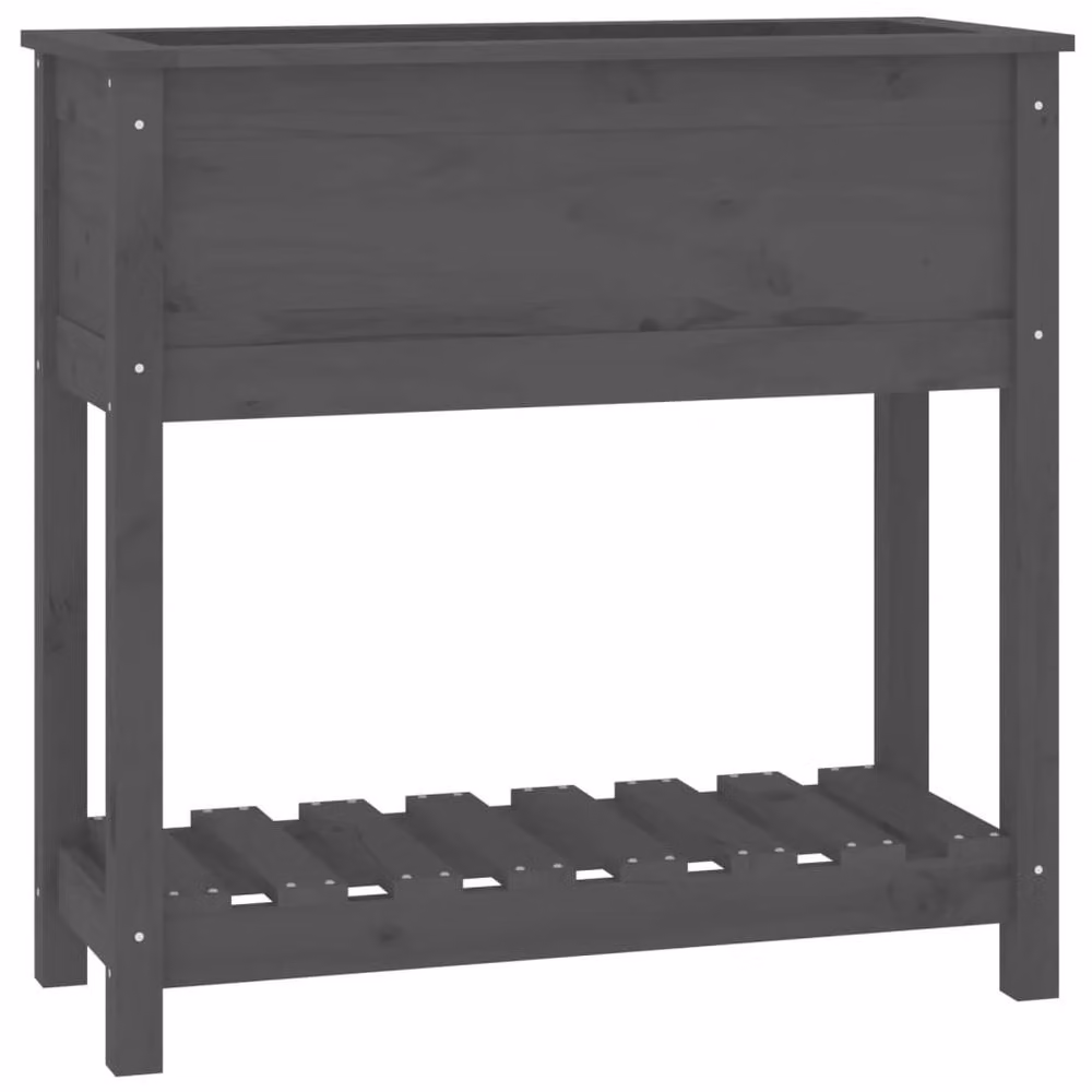 Berkfield Home Planter with Shelf, Grey, Solid Pine Wood, W: 82.5 cm, D: 34.5 cm, H: 81 cm – 2