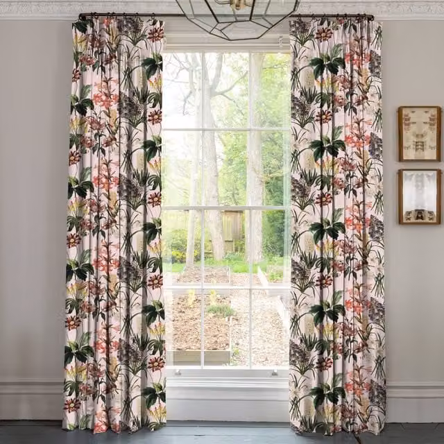 Linda Barker Grandi Floral Velvet Made To Measure Curtains, Champagne