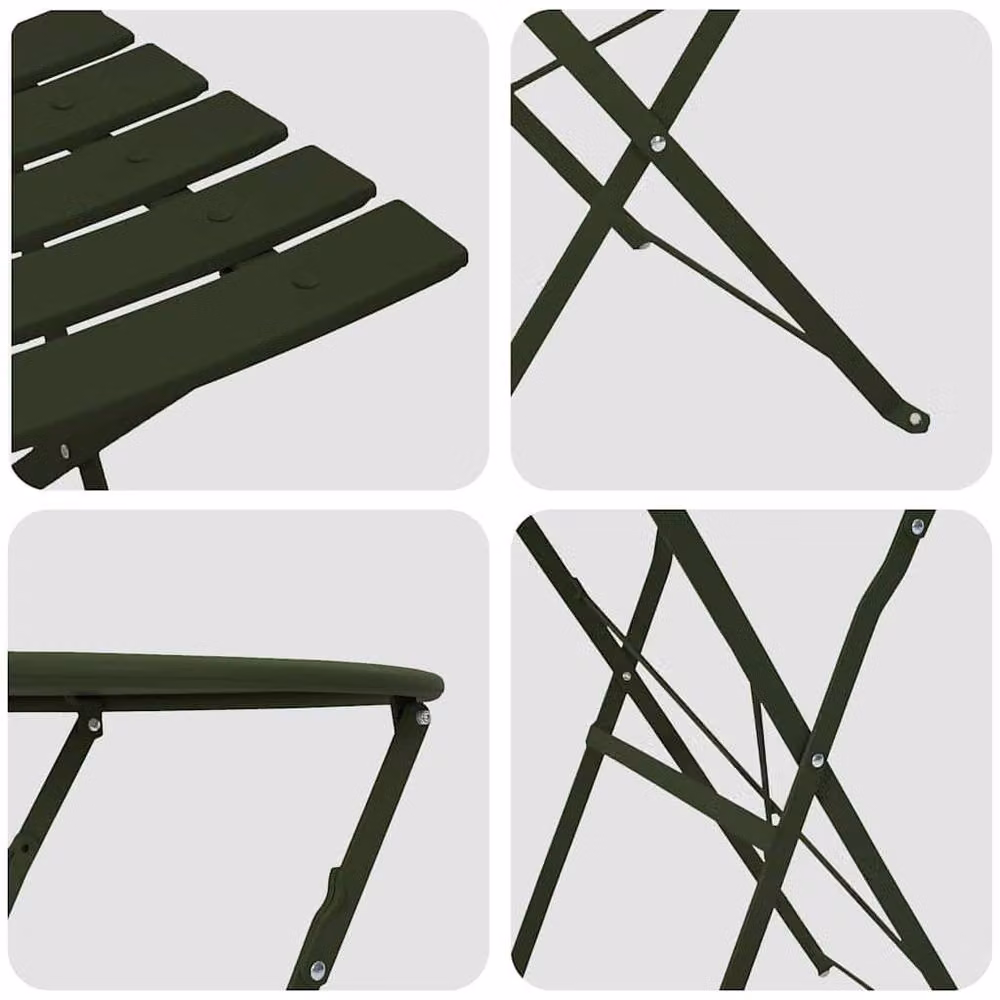 Berkfield Home 3-Piece Folding Bistro Set in Matt Green Steel – 3