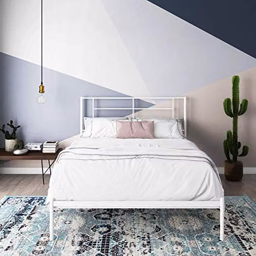 DHP Furniture Jensen Modern Metal Double Bed in White, W/D/H: 142.24 x 142.22 x 116.8 cm – 4