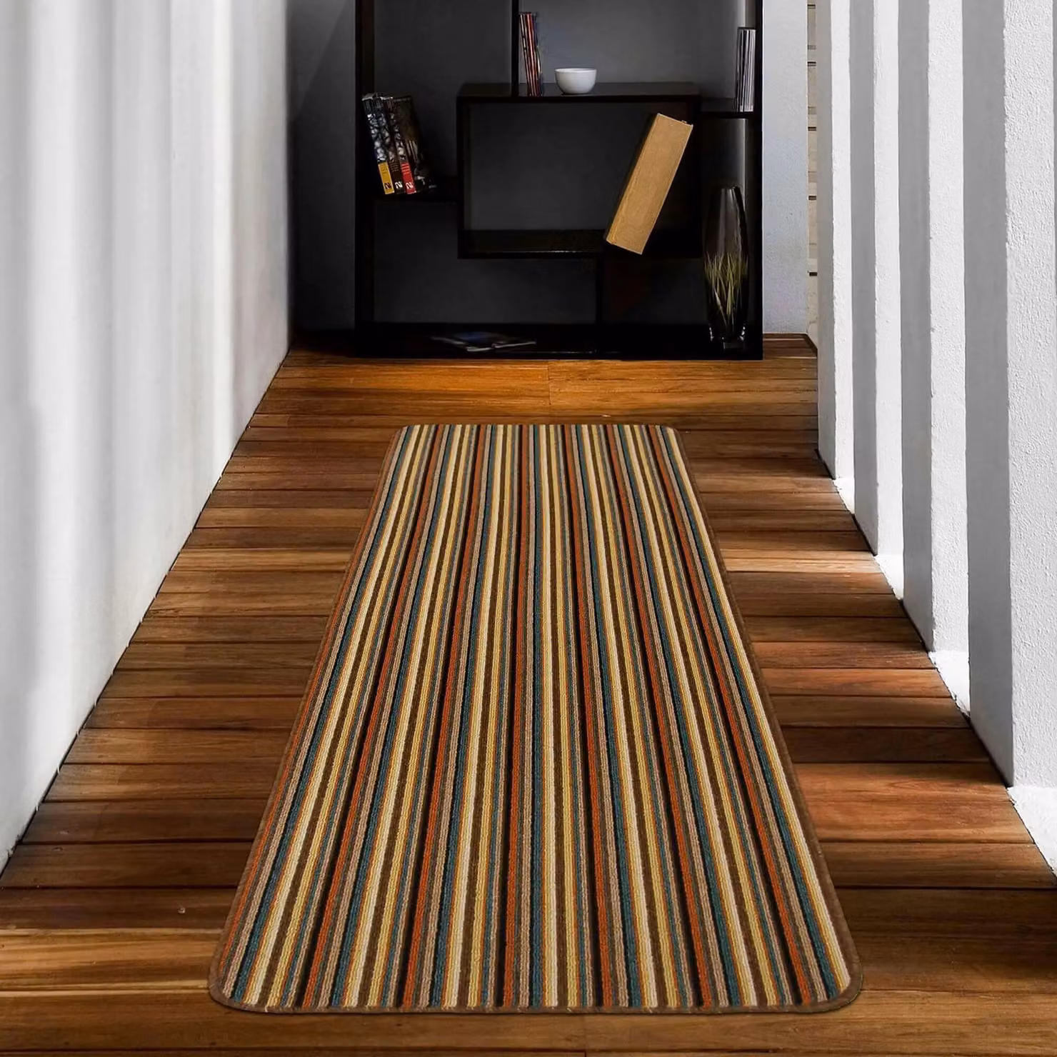 THE RUGS Washable Nonslip Striped All-Purpose Mat, Multicolour, W: 67 cm, L: 240 cm – 4