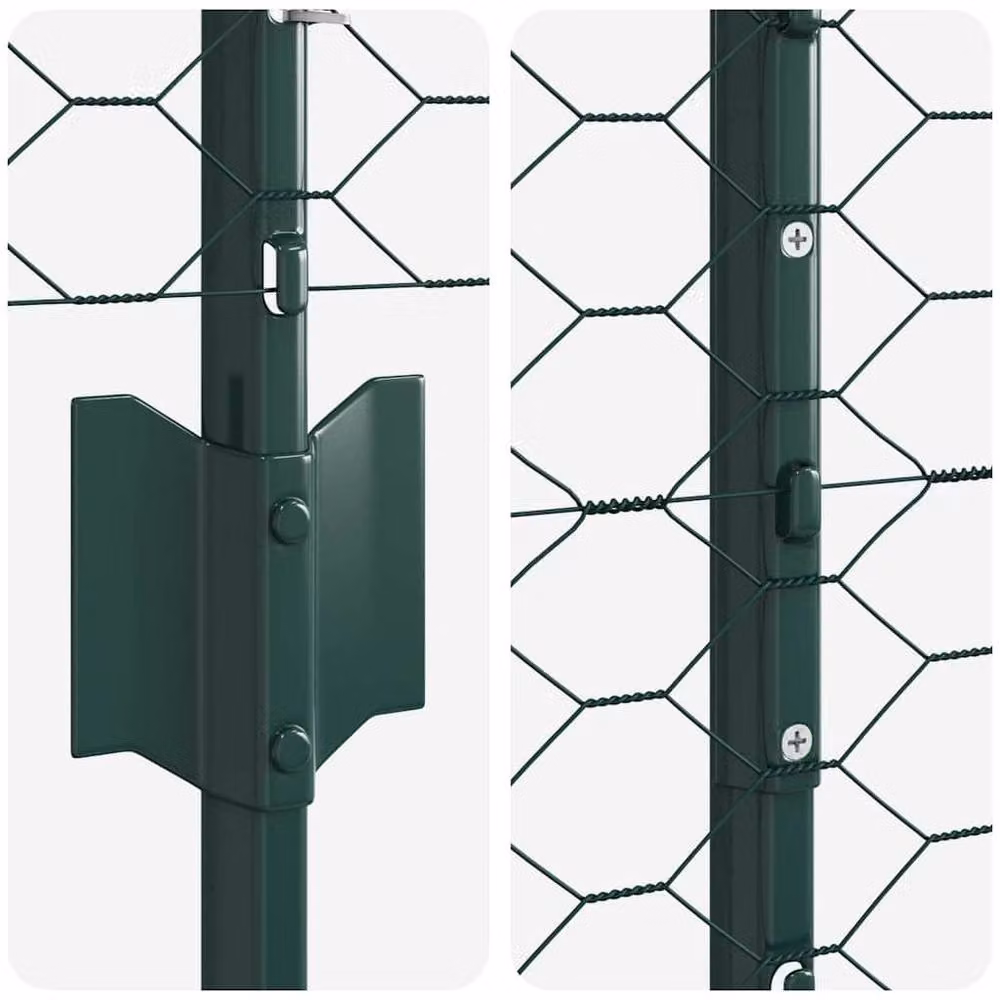 vidaXL Green Metal Garden Fence Set of 2 – 3