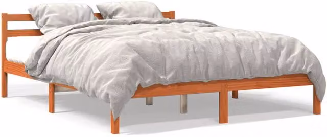 Berkfield Home Super King Solid Wood Pine Bed Frame, Brown Waxed, W/D/H: 180 x 200 cm