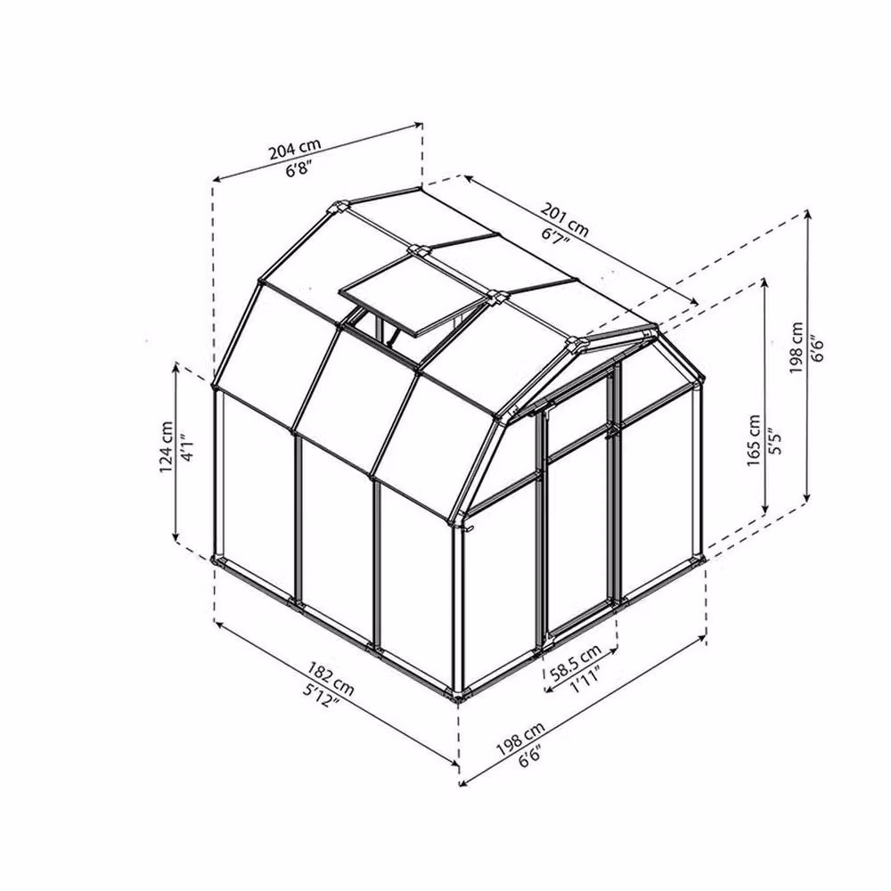 Palram Greenhouse Grow 6 x 6 Polycarbonate in Green, L197 x W204 x H198 cm – 3