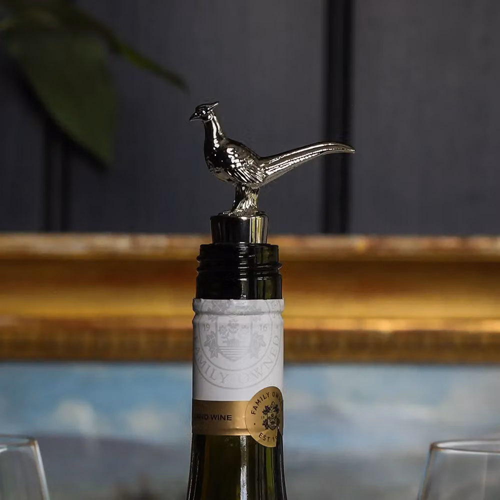 Selbrae House Pheasant Wine Bottle Stopper in Silver Metal – 2