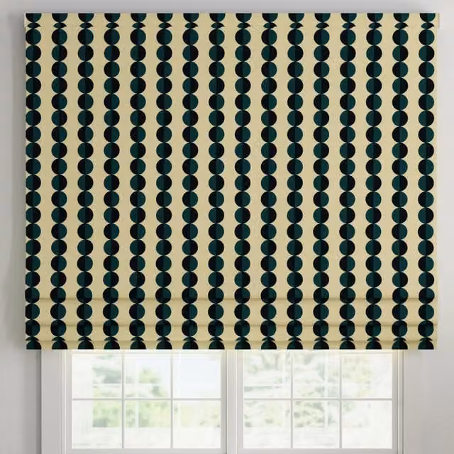 ANTE DECOR Valencia Printed Cotton Made To Measure Roman Blind in Lapis Blue and Black