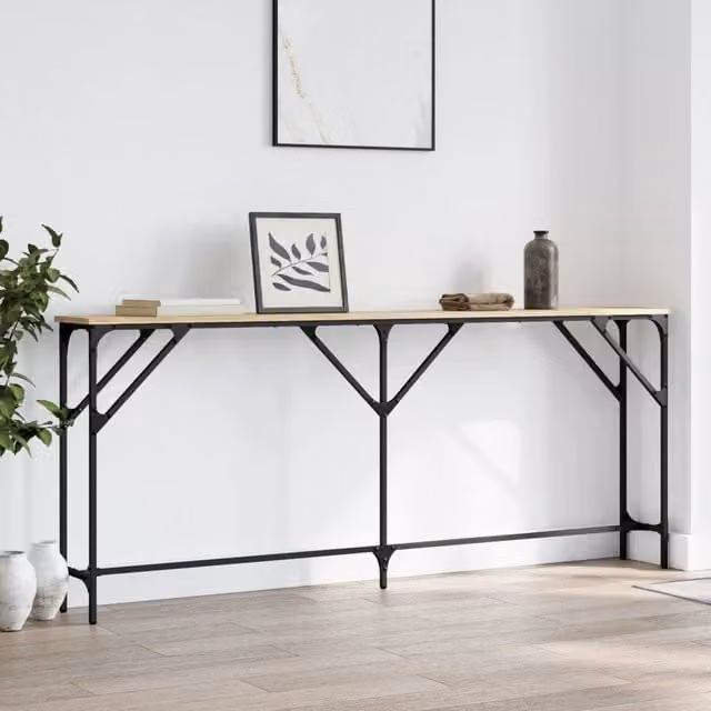 Berkfield Home Sonoma Oak Console Table in Brown, W/D/H: 180 x 23 x 75 cm
