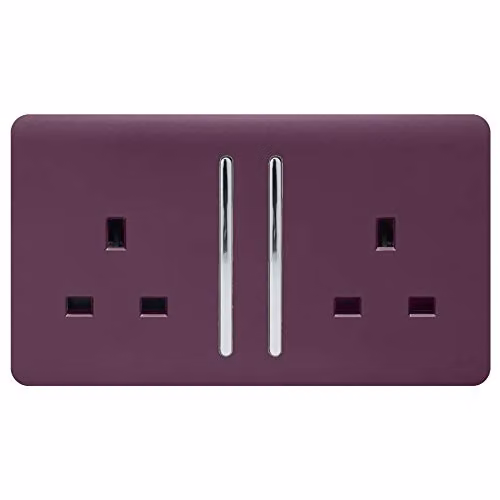 Trendi Switch 2 Gang 13 Amp Flush Wall Mounted Socket in Purple – 2