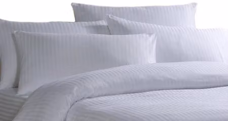 Absolute Home Textiles Easy Iron White Mako Satin Striped Single Duvet Cover with Envelope Closure, W: 140 cm, H: 200 cm