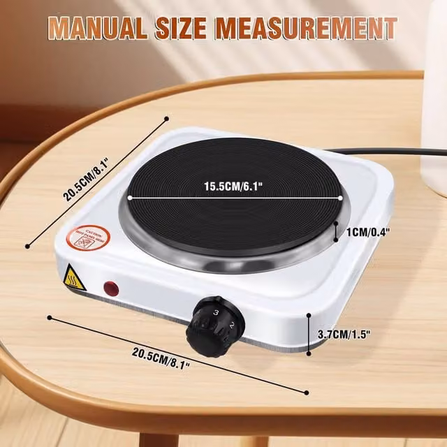 NESTLUNE Portable Single Electric Hot Plate with Keep Warm Function, White, W: 100 cm, D: 60 cm