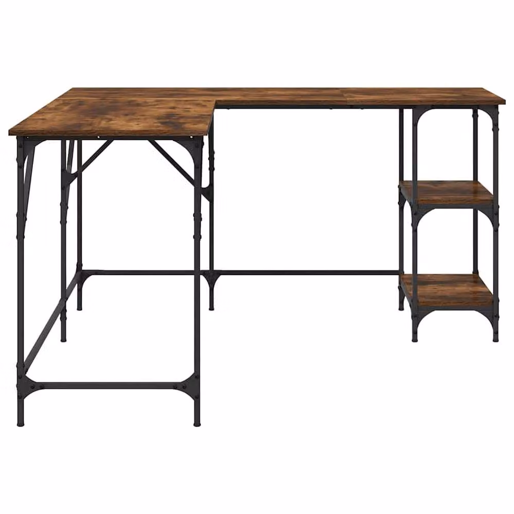 Berkfield Home Smoked Oak Corner Desk in Brown, W/D/H: 139 x 139 x 75 cm – 4