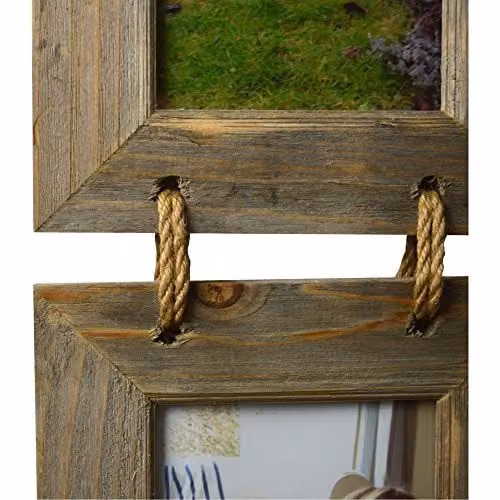 Nicola Spring Rustic Brown Wooden Hanging 3-Photo Frame, Rectangular, Fits 10 x 15 cm Photos – 3