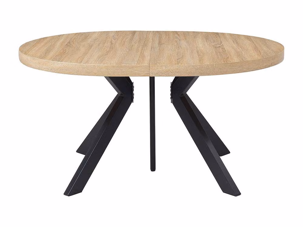 Vente-unique Extendable Round Dining Table in Light Oak MDF and Metal, W/D/H: 120 x 120 x 76 cm – 2
