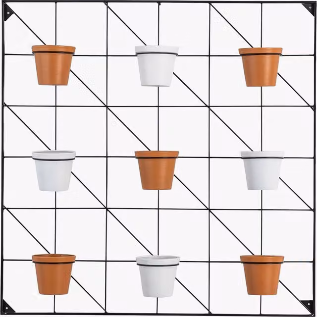 Greenthumb Perch & Parrow Set of Nine Square Minimalist Wall Planters in Terracotta, White and Multicolour