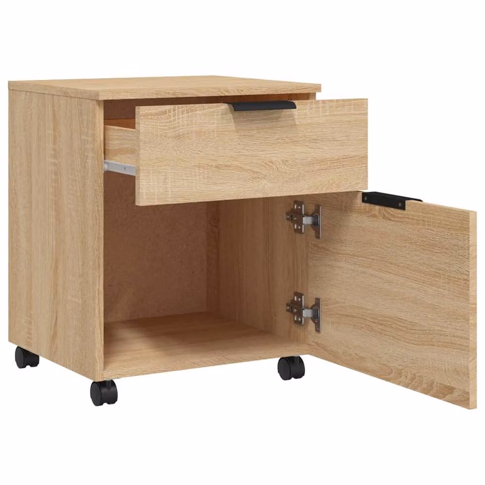 Berkfield Home Mobile File Cabinet with Castors in Sonoma Oak Light Brown, W/D/H: 45 x 38 x 54 cm – 2