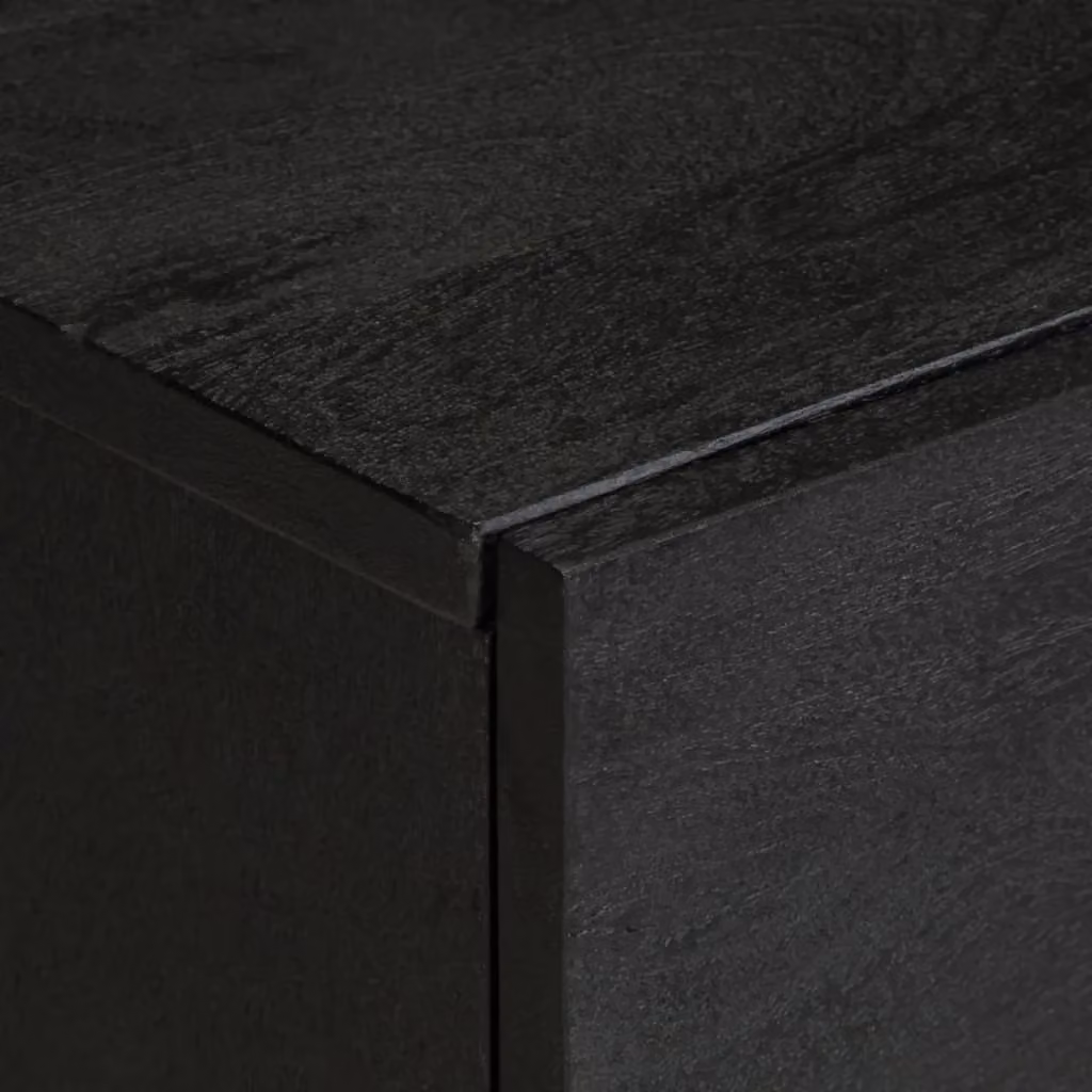 Berkfield Home Black Solid Mango Wood Bedside Cabinet W/D/H: 40 x 33 x 46 cm – 3