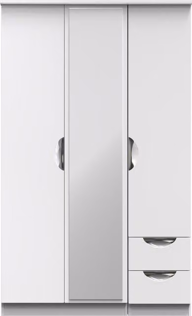 2 U Holborn Triple Mirror and Drawer Wardrobe in White