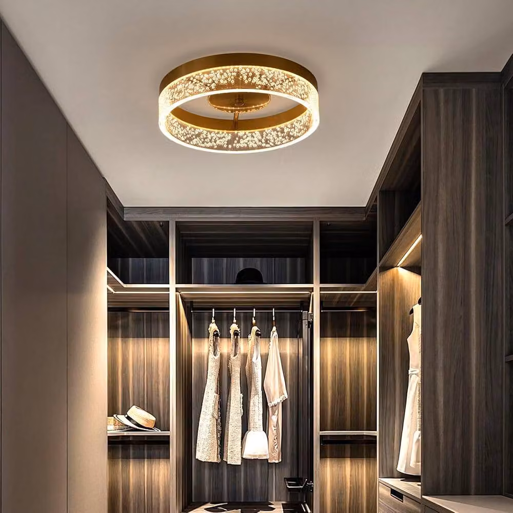 Garwarm Modern Round LED Ceiling Lamp in Gold/Brass for Hallways and Dining Rooms – 4