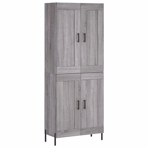 vidaXL Modern Grey Sonoma Highboard with Hinged Doors, W/D/H: 69.5 x 34 x 180 cm – 1