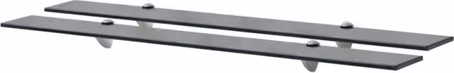 Berkfield Home Black Glass Floating Shelves, 2 Pack, W: 90 cm, D: 10 cm – 1