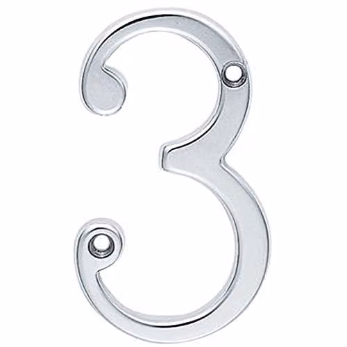 Loops Chrome House Numeral Plaque, Height: 75 mm, Depth: 4 mm
