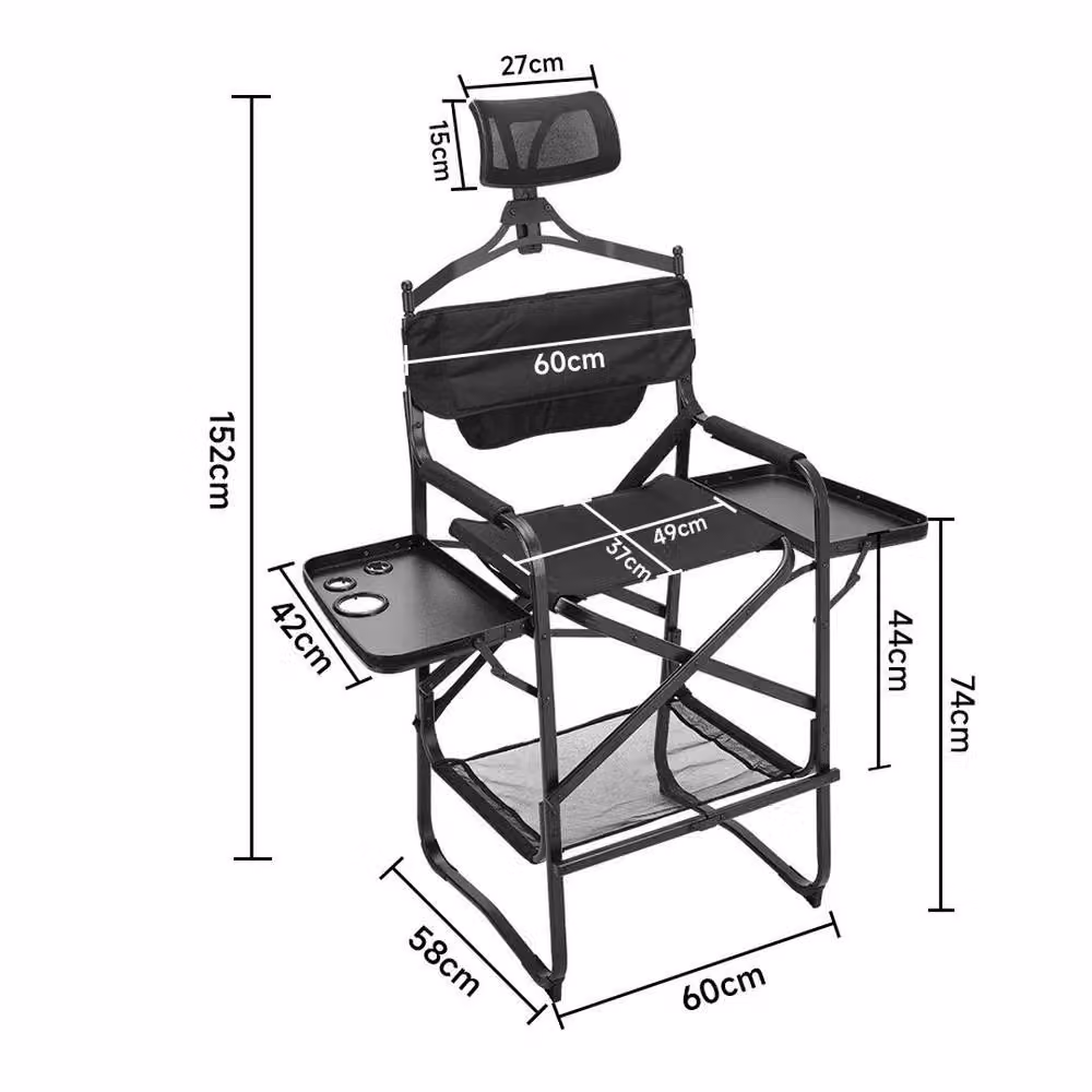 EONLION Black Folding Makeup Artist Chair and Photo Prop with Armrests – 2