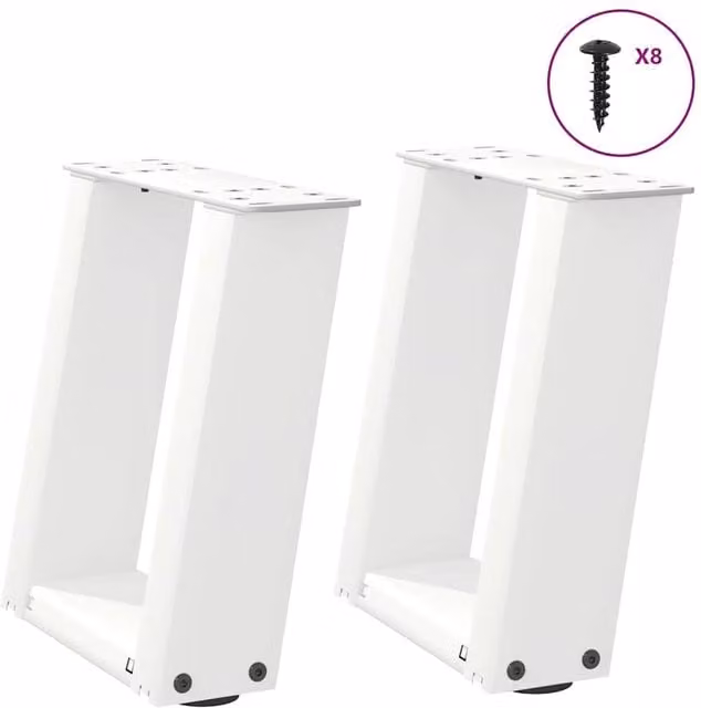 Berkfield Home U-Shaped Modern Metal Coffee Table Legs, 2 Pieces, White, Height: 30-31 cm