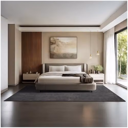tectake Fluffy Rug in Anthracite Grey, Allergy-Friendly and Washable Short-Pile Polyester Carpet, W/D: 200 x 290 cm
